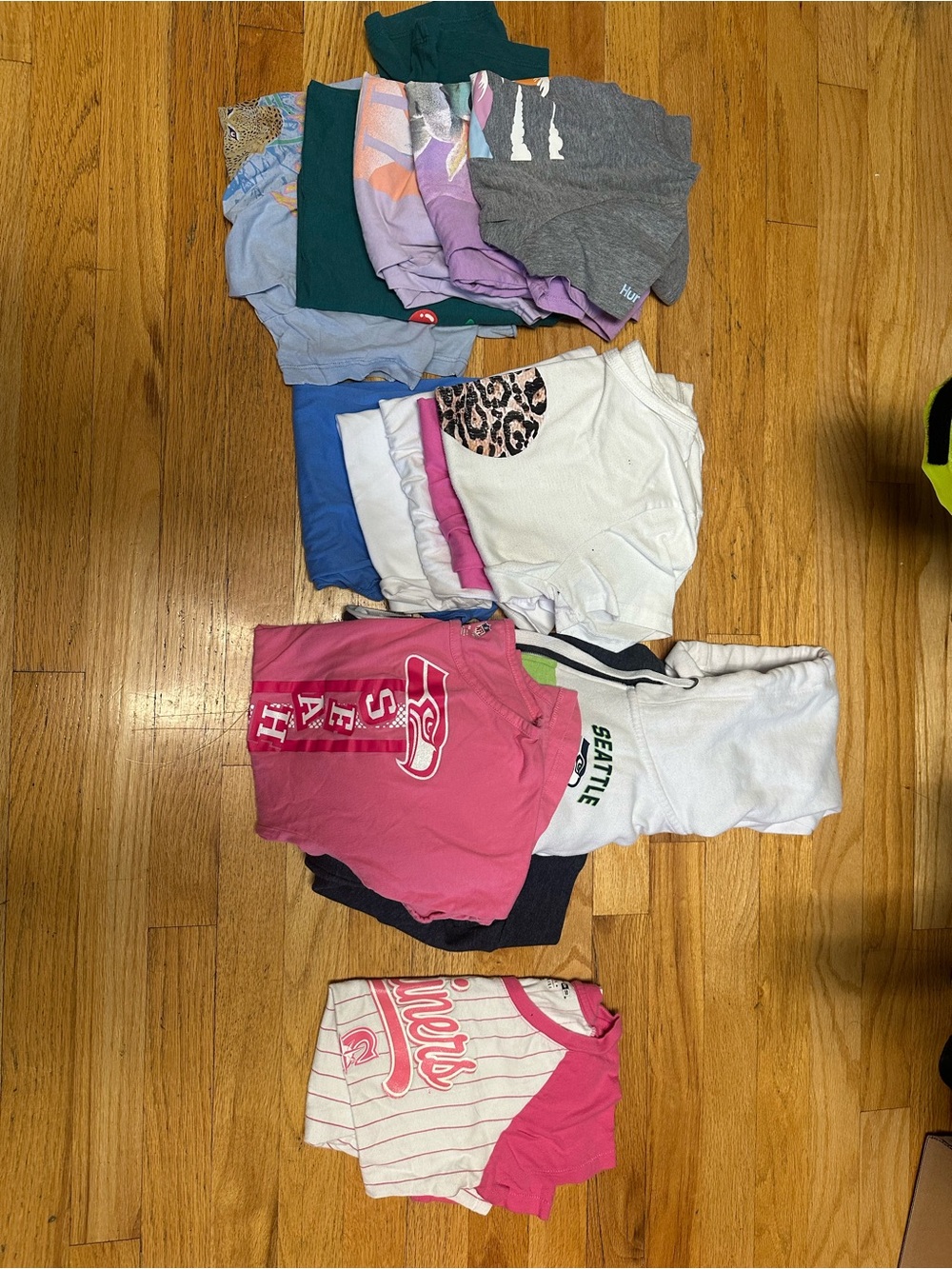 Mixed Kids Graphic Tee Bundle - Pink, White, Gray, Blue